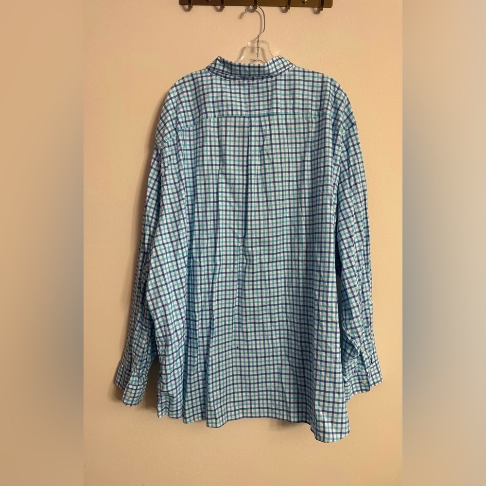 Vineyard Vines Blue Aqua Checkered Button Front Shirt 4XB - Picture 4 of 4